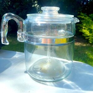 Vintage Pyrex Clear Glass 9 Cup Flameware Percolator #7759
